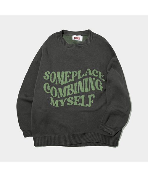 SOME PLACE(サムプレイス)の「レタリンググラフィック配色オーバーサイズスウェット長袖ニット_3COLOR(スウェット・レディース・チャコール・FREE)」の1枚目の写真