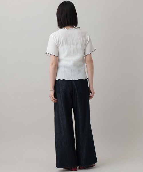 A part by(アパートバイ)の「クレープTシャツ(Tシャツ/カットソー・レディース・オフホワイト/ブルー系その他3/ブラック・FREE)」の13枚目の写真