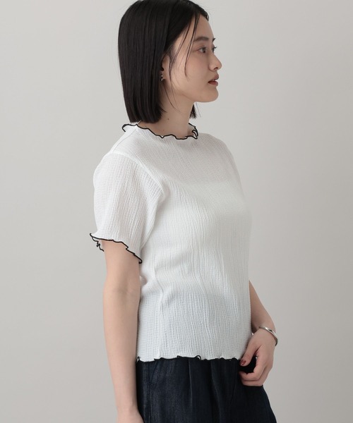 A part by(アパートバイ)の「クレープTシャツ(Tシャツ/カットソー・レディース・オフホワイト/ブルー系その他3/ブラック・FREE)」の14枚目の写真