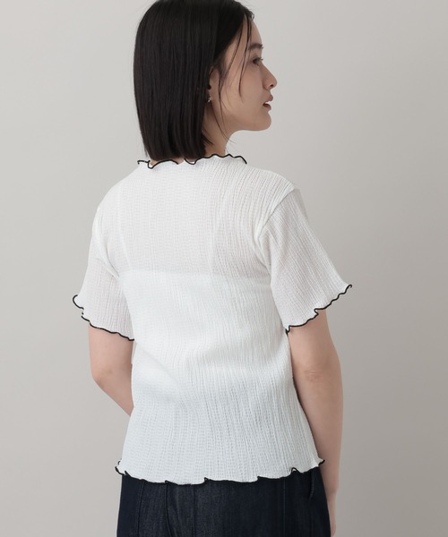 A part by(アパートバイ)の「クレープTシャツ(Tシャツ/カットソー・レディース・オフホワイト/ブルー系その他3/ブラック・FREE)」の15枚目の写真