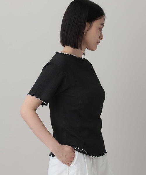 A part by(アパートバイ)の「クレープTシャツ(Tシャツ/カットソー・レディース・オフホワイト/ブルー系その他3/ブラック・FREE)」の21枚目の写真