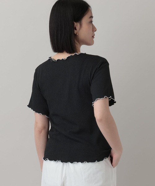 A part by(アパートバイ)の「クレープTシャツ(Tシャツ/カットソー・レディース・オフホワイト/ブルー系その他3/ブラック・FREE)」の22枚目の写真