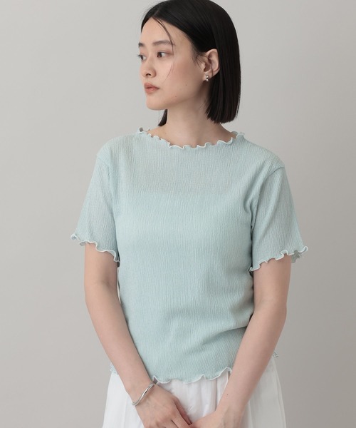 A part by(アパートバイ)の「クレープTシャツ(Tシャツ/カットソー・レディース・オフホワイト/ブルー系その他3/ブラック・FREE)」の7枚目の写真