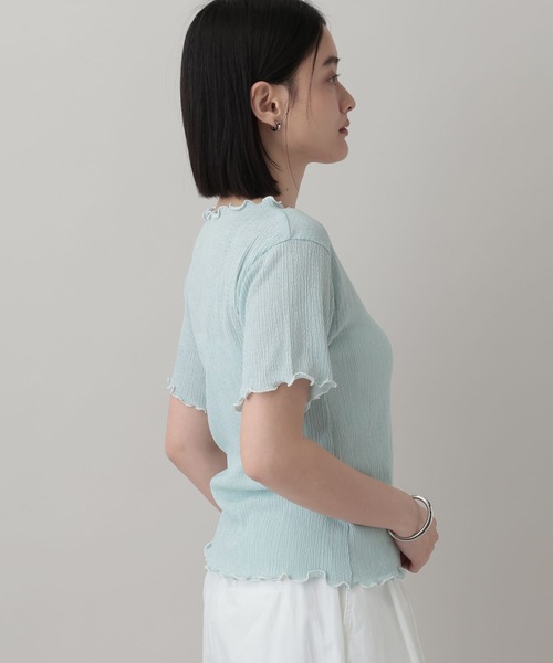 A part by(アパートバイ)の「クレープTシャツ(Tシャツ/カットソー・レディース・オフホワイト/ブルー系その他3/ブラック・FREE)」の8枚目の写真