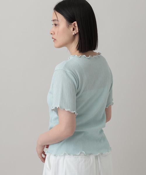 A part by(アパートバイ)の「クレープTシャツ(Tシャツ/カットソー・レディース・オフホワイト/ブルー系その他3/ブラック・FREE)」の9枚目の写真