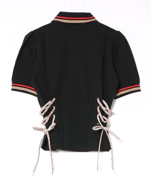 Vivienne Westwood(ヴィヴィアンウエストウッド)の「オールドコットンジャージーサイドレースアップポロトップ(Tシャツ/カットソー・レディース・ブラック/ブルー・FREE)」の3枚目の写真