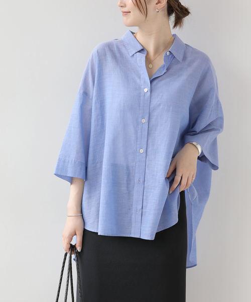 Shear Cotton Half‑Sleeve Big Shirt — облегчённая рубашка оверсайз