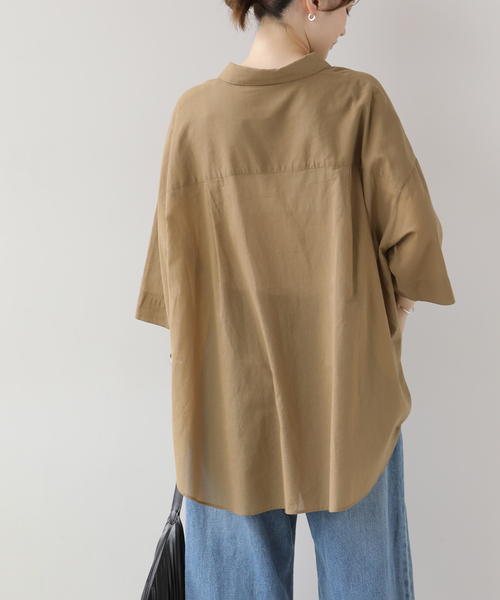 JOURNAL STANDARD relume(ジャーナルスタンダード レリューム)の「シアーコットンハーフスリーブビッグシャツ(シャツ/ブラウス・レディース・チャコールグレー/ブルー系その他/キャメル・FREE)」の16枚目の写真
