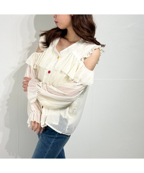 marcydorn(マーシードルン)の「シフォン フリル オフショル トップス ブラウス シャツ(シャツ/ブラウス・レディース・ベージュ・S/M/L)」の20枚目の写真