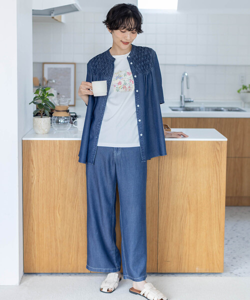 DECOY SINCE 1981（デコイシンスイチキュウハチイチ）の「デニムストレートパンツ【接触冷感・後ろウエストゴム】（その他パンツ・レディース・ブルー/ネイビー・76/80/64/67/70）」の19枚目の写真