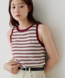 クレープ編みボーダータンク