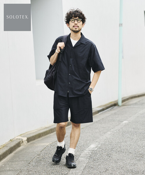 FREAK'S STORE(フリークスストア)の「オープンカラー ショートスリーブシャツ&イージーショーツ トラベルセットアップ Fabric by SOLOTEX(R)(シャツ/ブラウス・メンズ・オリーブ/ネイビー/チャコールグレー/ブラック・MEDIUM/LARGE/SMALL)」の5枚目の写真
