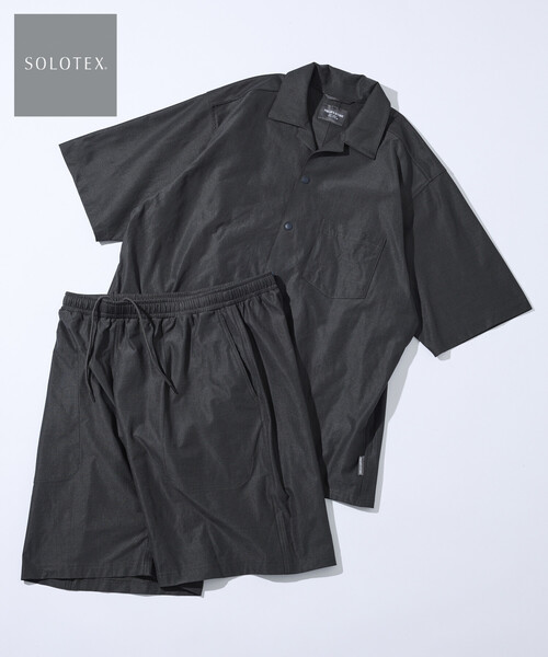 FREAK'S STORE(フリークスストア)の「オープンカラー ショートスリーブシャツ&イージーショーツ トラベルセットアップ Fabric by SOLOTEX(R)(シャツ/ブラウス・メンズ・オリーブ/ネイビー/チャコールグレー/ブラック・MEDIUM/LARGE/SMALL)」の6枚目の写真