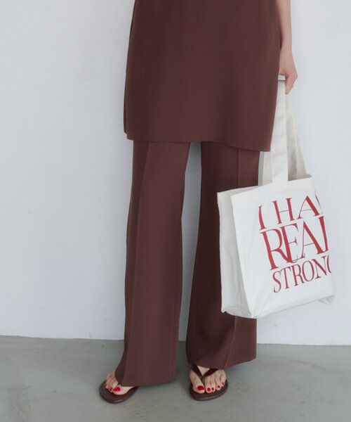 SHENERY(シーナリー)の「【SET UP】ピコレースストレートパンツ(その他パンツ・レディース・ブラウン/ブラック・38/36)」の1枚目の写真
