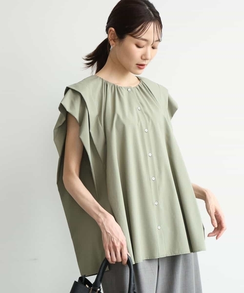MK MICHEL KLEIN（エムケーミッシェルクラン）の「[洗える]ボックスシルエットブラウス（シャツ/ブラウス・レディース・ネイビー/カーキ/ワイン・38）」の2枚目の写真