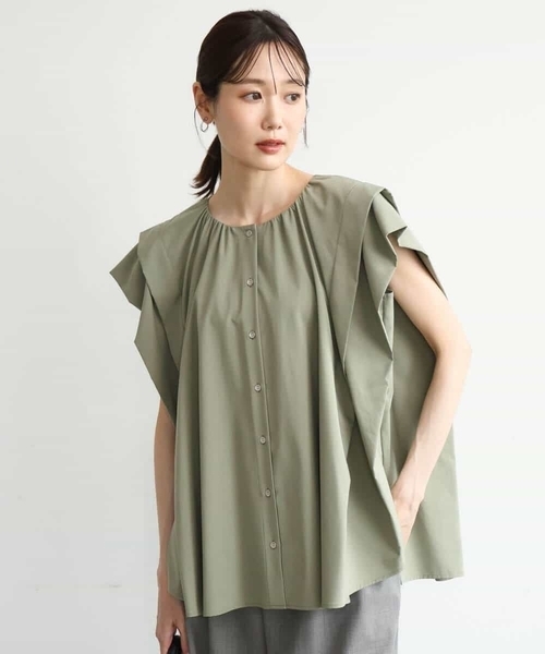 MK MICHEL KLEIN（エムケーミッシェルクラン）の「[洗える]ボックスシルエットブラウス（シャツ/ブラウス・レディース・ネイビー/カーキ/ワイン・38）」の4枚目の写真