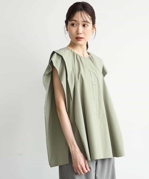 MK MICHEL KLEIN（エムケーミッシェルクラン）の「[洗える]ボックスシルエットブラウス（シャツ/ブラウス・レディース・ネイビー/カーキ/ワイン・38）」の5枚目の写真