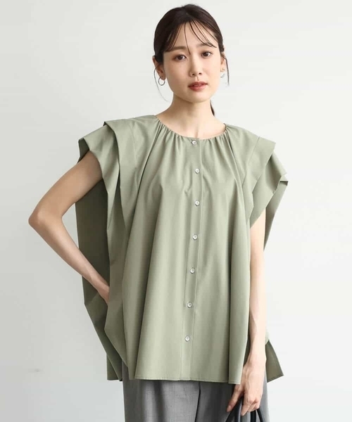 MK MICHEL KLEIN（エムケーミッシェルクラン）の「[洗える]ボックスシルエットブラウス（シャツ/ブラウス・レディース・ネイビー/カーキ/ワイン・38）」の6枚目の写真