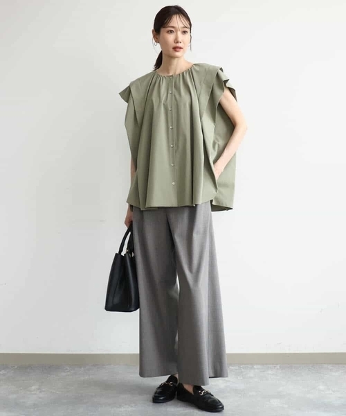 MK MICHEL KLEIN（エムケーミッシェルクラン）の「[洗える]ボックスシルエットブラウス（シャツ/ブラウス・レディース・ネイビー/カーキ/ワイン・38）」の7枚目の写真