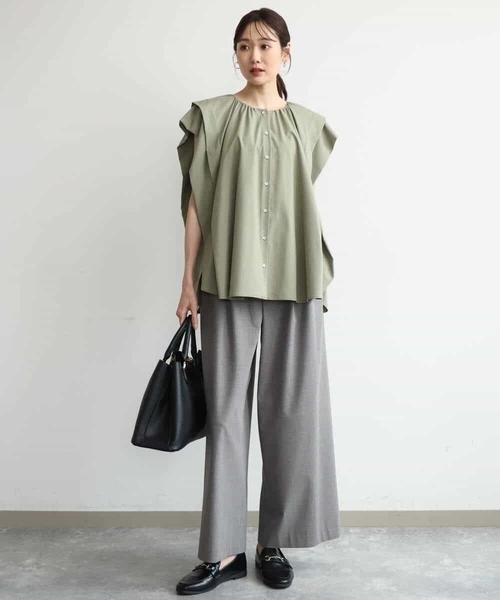 MK MICHEL KLEIN（エムケーミッシェルクラン）の「[洗える]ボックスシルエットブラウス（シャツ/ブラウス・レディース・ネイビー/カーキ/ワイン・38）」の8枚目の写真