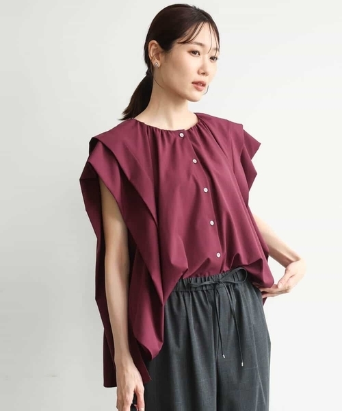 MK MICHEL KLEIN（エムケーミッシェルクラン）の「[洗える]ボックスシルエットブラウス（シャツ/ブラウス・レディース・ネイビー/カーキ/ワイン・38）」の11枚目の写真