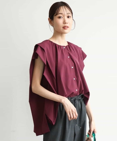 MK MICHEL KLEIN（エムケーミッシェルクラン）の「[洗える]ボックスシルエットブラウス（シャツ/ブラウス・レディース・ネイビー/カーキ/ワイン・38）」の12枚目の写真