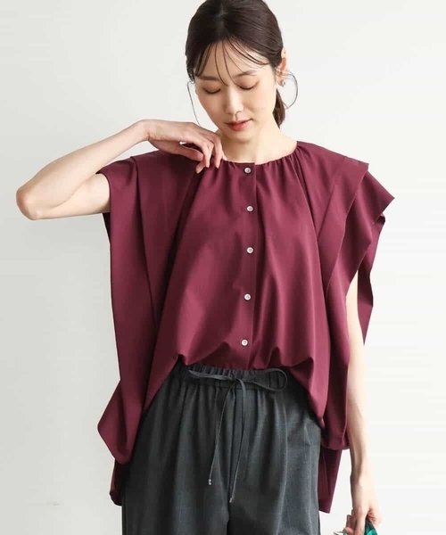 MK MICHEL KLEIN（エムケーミッシェルクラン）の「[洗える]ボックスシルエットブラウス（シャツ/ブラウス・レディース・ネイビー/カーキ/ワイン・38）」の13枚目の写真