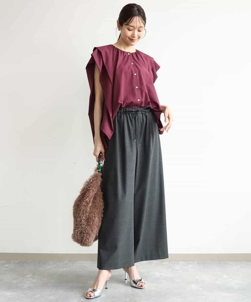 MK MICHEL KLEIN（エムケーミッシェルクラン）の「[洗える]ボックスシルエットブラウス（シャツ/ブラウス・レディース・ネイビー/カーキ/ワイン・38）」の14枚目の写真
