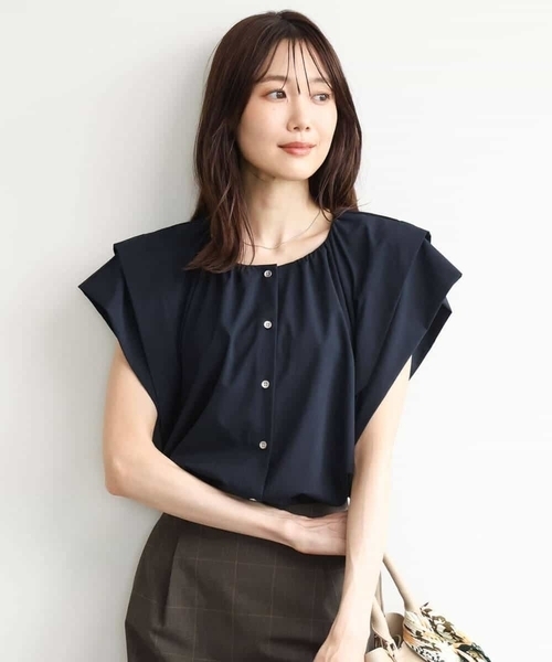 MK MICHEL KLEIN（エムケーミッシェルクラン）の「[洗える]ボックスシルエットブラウス（シャツ/ブラウス・レディース・ネイビー/カーキ/ワイン・38）」の19枚目の写真