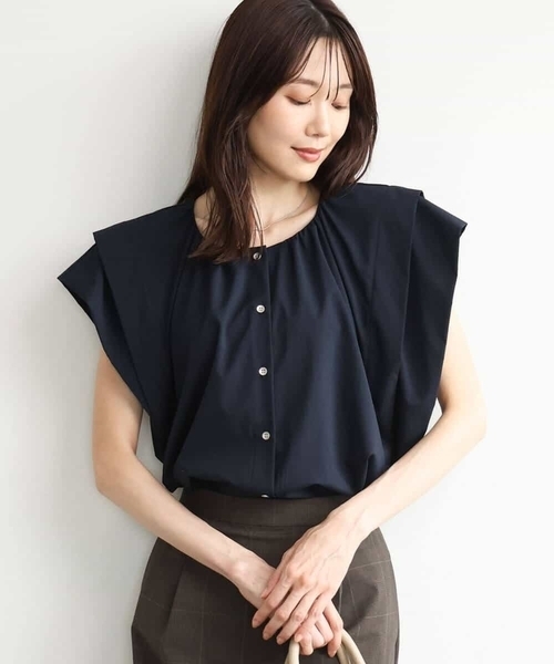 MK MICHEL KLEIN（エムケーミッシェルクラン）の「[洗える]ボックスシルエットブラウス（シャツ/ブラウス・レディース・ネイビー/カーキ/ワイン・38）」の20枚目の写真