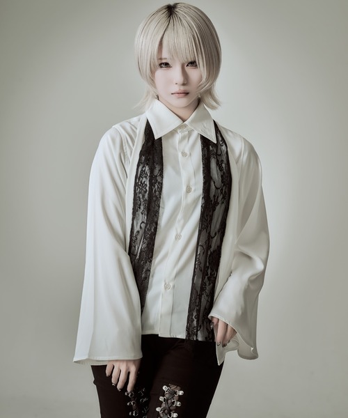 AdaNous（アダナス）の「『AdaNous/アダナス』チーフ付きワイドアームシャツ（シャツ/ブラウス・レディース・ブラック/ホワイト・M/S）」の2枚目の写真