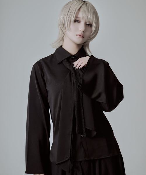 AdaNous（アダナス）の「『AdaNous/アダナス』チーフ付きワイドアームシャツ（シャツ/ブラウス・レディース・ブラック/ホワイト・M/S）」の4枚目の写真