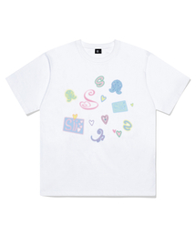 ブラー モチーフ プリンティング 半袖Tシャツ ホワイト