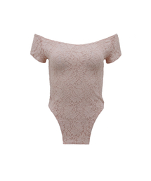 BACK STRING FLOWER LACE TOP PEACH