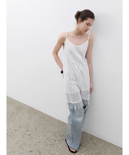 ATELIER NAIN(アトリエナイン)の「FRINGE DETAIL KNIT DRESS (OP-6330)(ワンピース・レディース・ホワイト・FREE)」の2枚目の写真