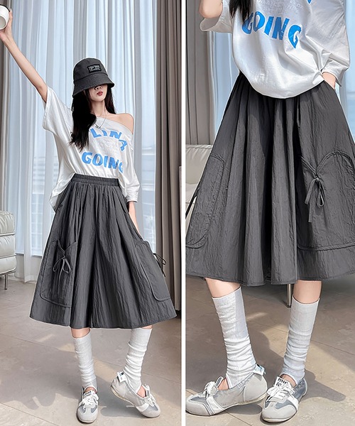 Girly Doll(ガーリードール)の「カーゴ風ワイドフレア7分丈パンツ(その他パンツ・レディース・ホワイト/グレー/ブラック・L/M)」の13枚目の写真