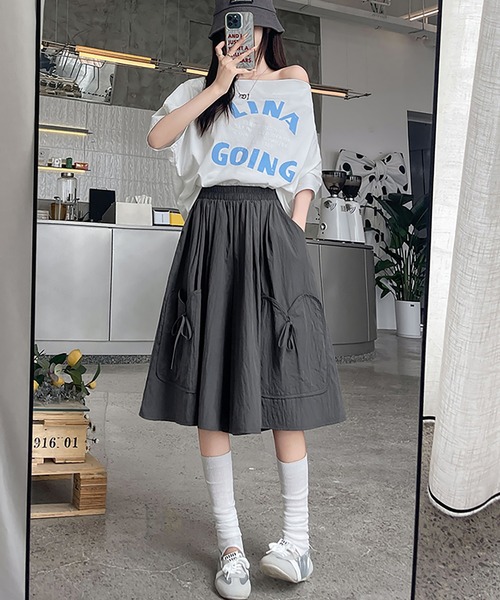 Girly Doll(ガーリードール)の「カーゴ風ワイドフレア7分丈パンツ(その他パンツ・レディース・ホワイト/グレー/ブラック・L/M)」の15枚目の写真