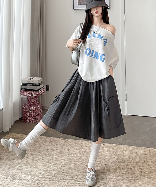 Girly Doll(ガーリードール)の「カーゴ風ワイドフレア7分丈パンツ(その他パンツ・レディース・ホワイト/グレー/ブラック・L/M)」の17枚目の写真