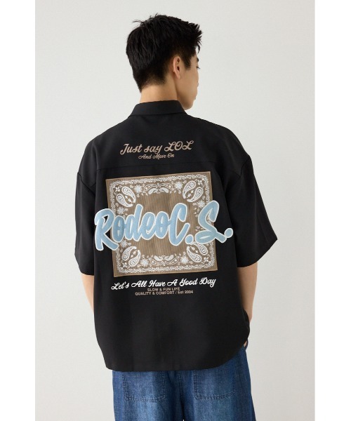 RODEO CROWNS WIDE BOWL(ロデオクラウンズワイドボウル)の「COOLMAX(R)ファブリック製・コールパッチシャツ(シャツ/ブラウス・メンズ・ブラック/ホワイト/スモークピンク・LARGE/MEDIUM)」の3枚目の写真