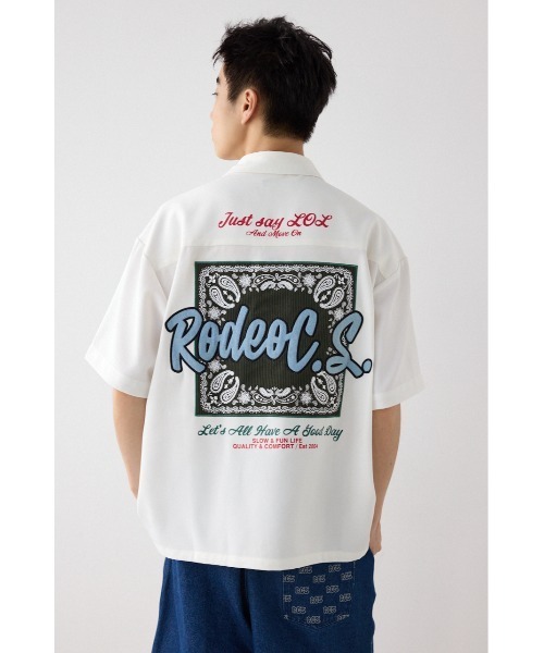 RODEO CROWNS WIDE BOWL(ロデオクラウンズワイドボウル)の「COOLMAX(R)ファブリック製・コールパッチシャツ(シャツ/ブラウス・メンズ・ブラック/ホワイト/スモークピンク・LARGE/MEDIUM)」の5枚目の写真
