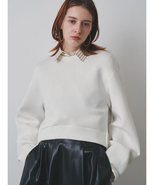 ELENDEEK(エレンディーク)の「TUCK HEM CROPPED CS(Tシャツ/カットソー・レディース・ブラック/グレー/オフホワイト・FREE)」の1枚目の写真