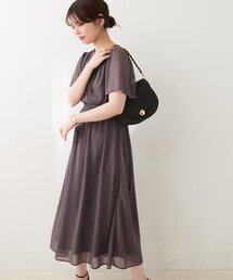 ピンタックフレア袖ワンピース