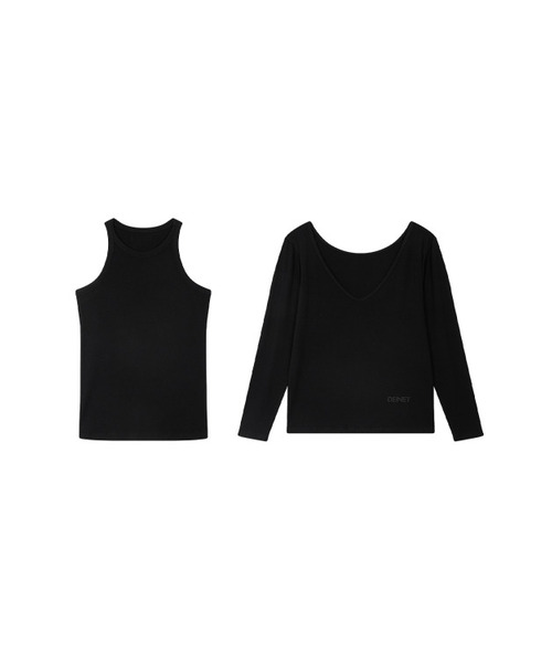 DEINET(ダイニット)の「LAYERED FORMAL T-SHIRT SET IN BLACK(Tシャツ/カットソー・レディース・その他・FREE)」の1枚目の写真