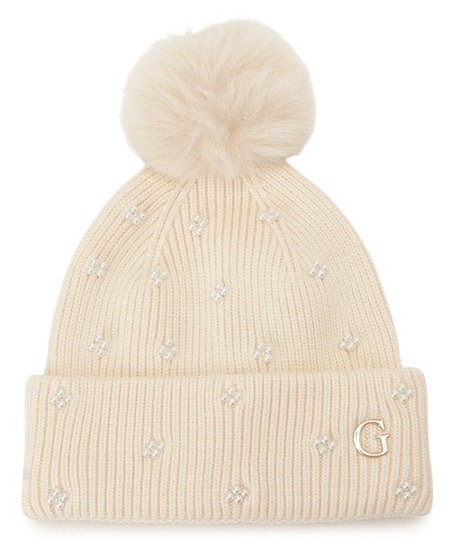 Guess(ゲス)の「KNIT Beanie ニットキャップ(ニットキャップ/ビーニー・レディース・ブラック/オフホワイト・MEDIUM)」の2枚目の写真