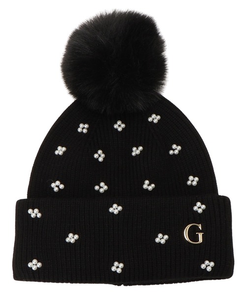 Guess(ゲス)の「KNIT Beanie ニットキャップ(ニットキャップ/ビーニー・レディース・ブラック/オフホワイト・MEDIUM)」の1枚目の写真