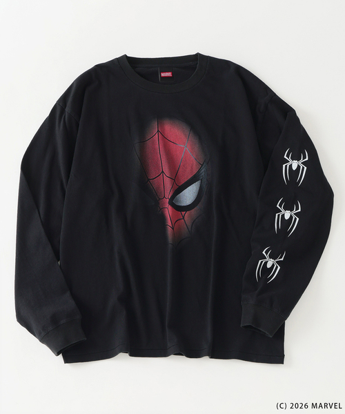 MARVEL(マーベル)の「スパイダーマン 別注 グラフィック ロンT(Tシャツ/カットソー・メンズ・ホワイト/ブラック・LARGE/MEDIUM)」の2枚目の写真