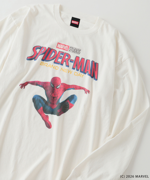 MARVEL(マーベル)の「スパイダーマン 別注 グラフィック ロンT(Tシャツ/カットソー・メンズ・ホワイト/ブラック・LARGE/MEDIUM)」の5枚目の写真