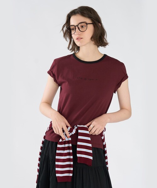 To b. by agnes b.(トゥービーバイアニエスベー)の「To b. by agnes b.× green label relaxing ロゴ刺繍 オーガニックコットン リンガーTシャツ(Tシャツ/カットソー・レディース・ボルドー・FREE)」の12枚目の写真