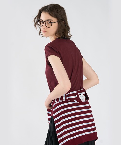 To b. by agnes b.(トゥービーバイアニエスベー)の「To b. by agnes b.× green label relaxing ロゴ刺繍 オーガニックコットン リンガーTシャツ(Tシャツ/カットソー・レディース・ボルドー・FREE)」の2枚目の写真
