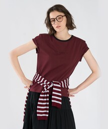 To b. by agnes b.× green label relaxing ロゴ刺繍 オーガニックコットン リンガーTシャツ